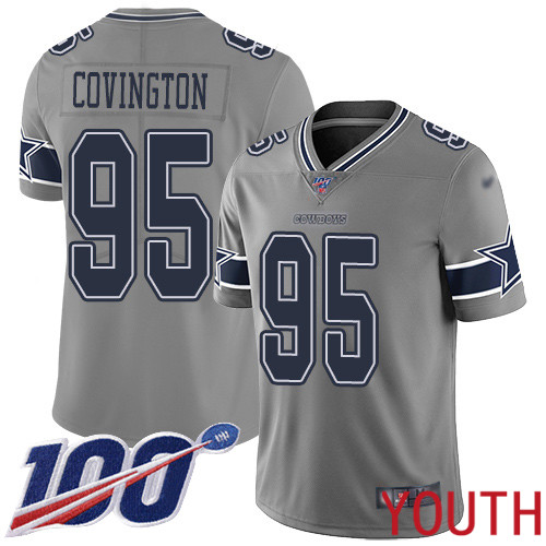 Youth Dallas Cowboys Limited Gray Christian Covington #95 100th Season Inverted Legend NFL Jersey->women nfl jersey->Women Jersey
